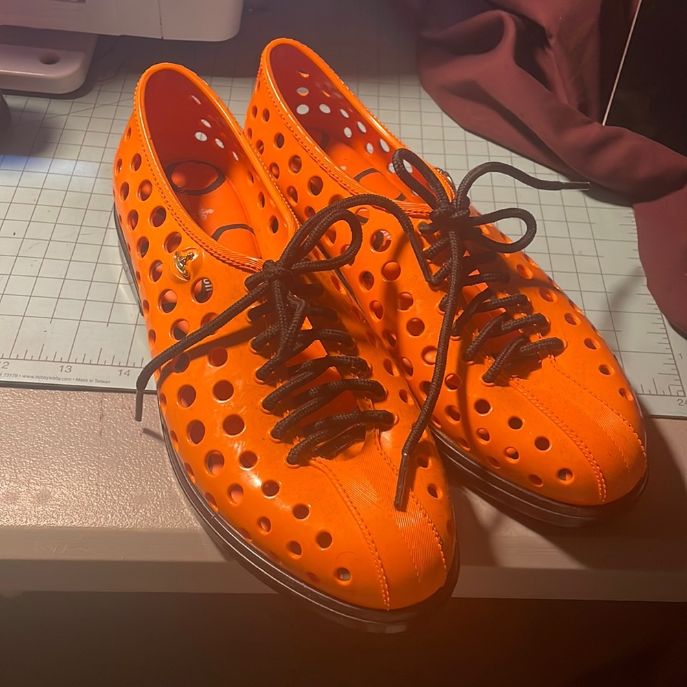 Vivenne Westwood x Melissa Orange Holed Bowler Shoes